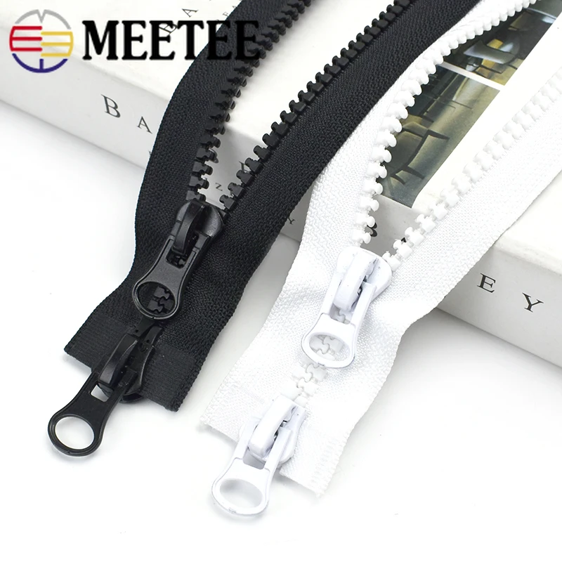 

1Pc Meetee 60-300cm 5# Resin Zippers Double Slider Open-End Black White Zips for Bag Coat Clothing Tent DIY Sewing Accessories