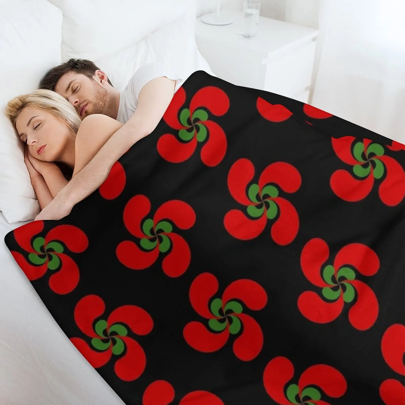 Баскский крест Lauburu красный зеленый белый пледы Reisadi летнее теплое зимнее