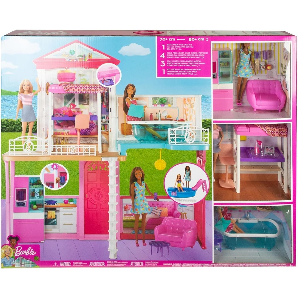 Игровой набор Барби Barbie дом+куклы +аксессуары GLH56 дом барби |