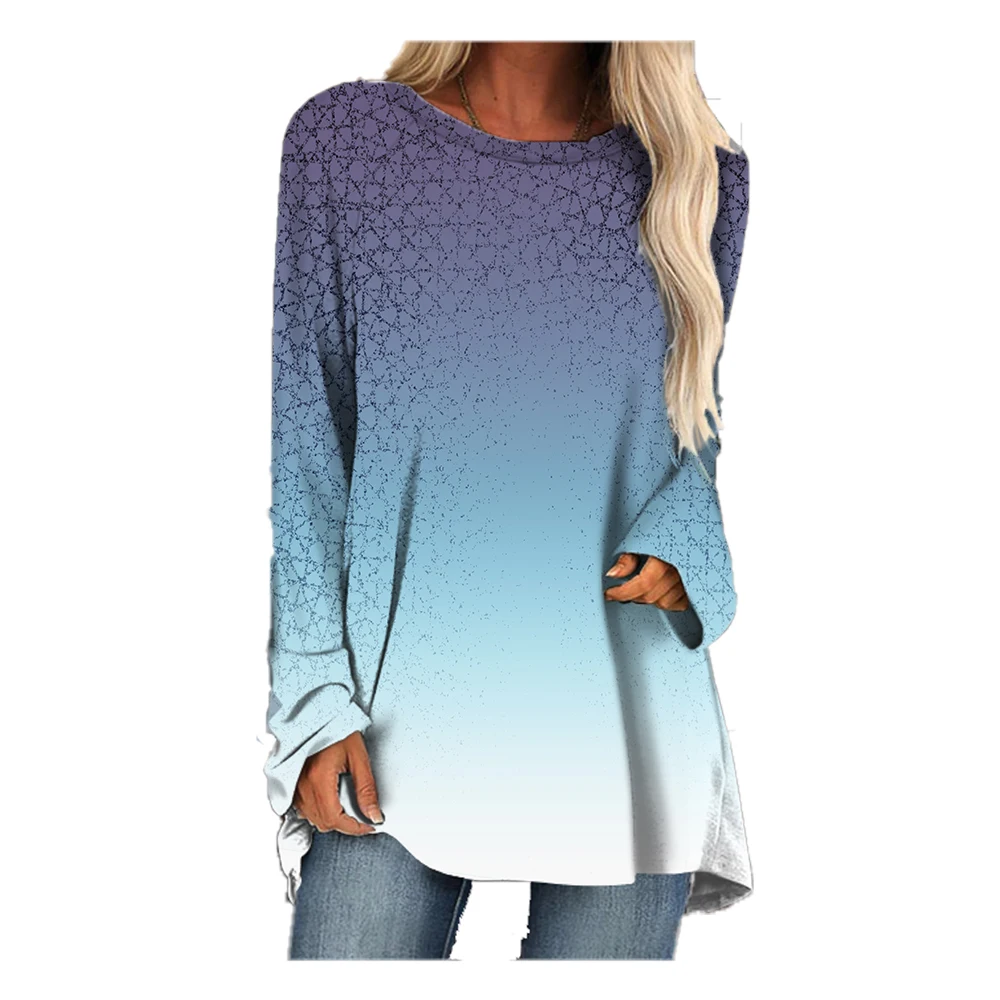 

Women T-shirt Fashion Printed T-shirt Harajuku Style Long Sleeve Top Plus Size Round Neck Street Apparel Casual T-shirt