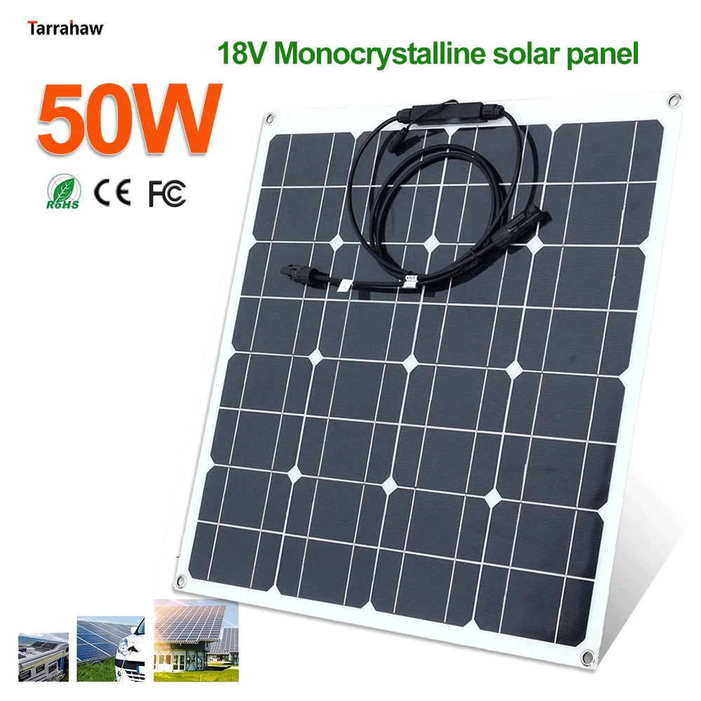 Солнечная панель 50 Вт 4x4 ячейки 18 в легкая PV высокомощный модуль солнечной