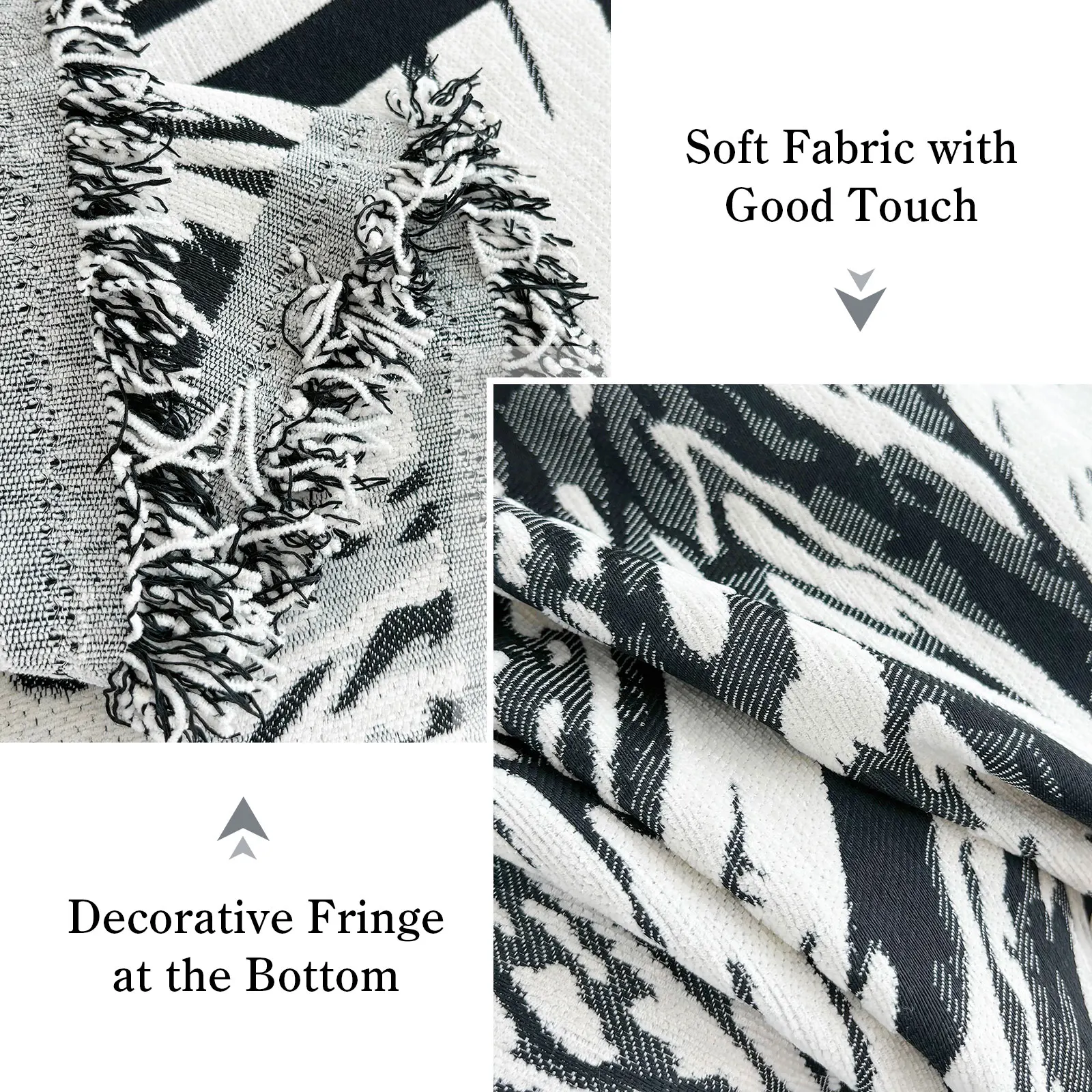 Soft Jacquard Couch Cover Nordic Tassel Throw Blanket Four Season Chenille Boho Sofa for 3 Seater Dogs Pets Friendly