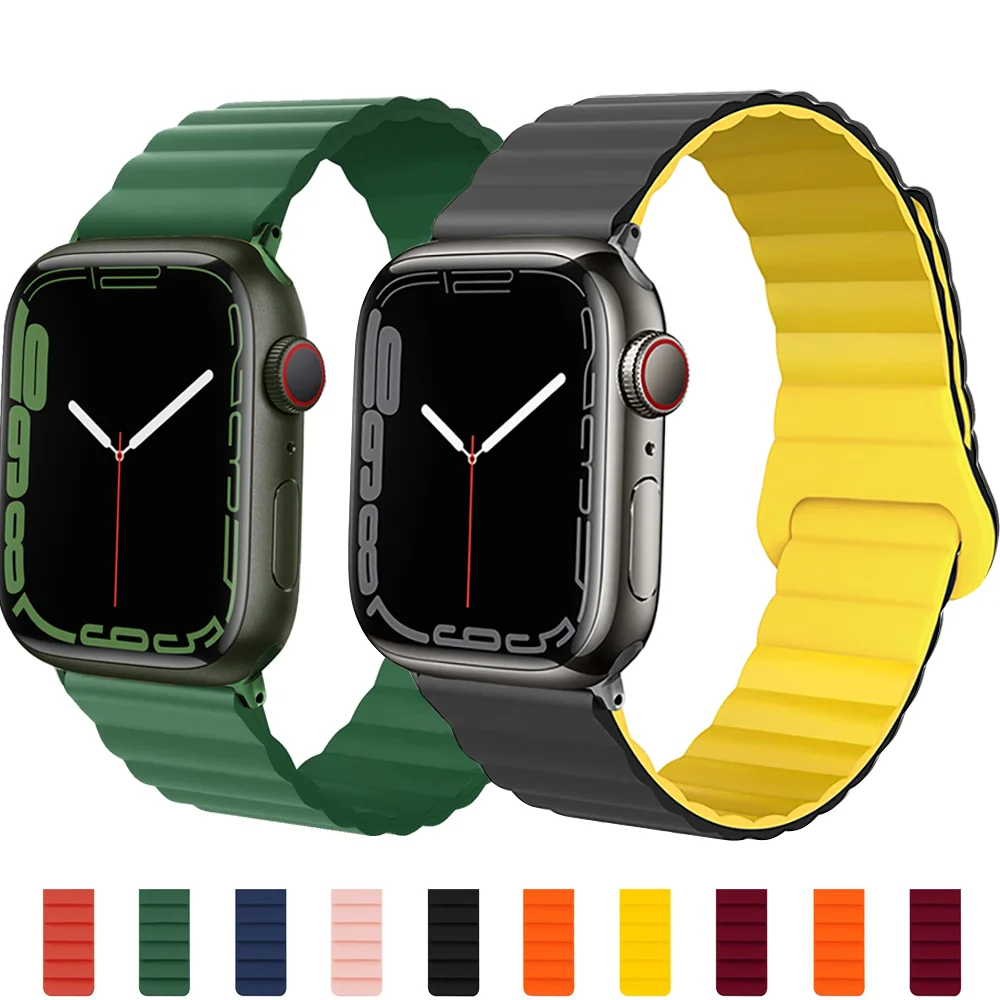 

Magnetic strap For Apple watch band 44mm 40mm 45mm 41mm 38mm 42mm 44 45 mm Silicone watchband Bracelet iWatch serie 3 5 4 SE 6 7