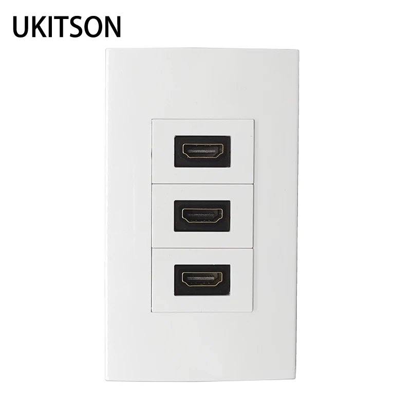 HDMI2.0 Лицевая панель 3 шт. HDMI Разъем гнездо стандарта США настенная панель белого цвета для аудио 4K видео разъем