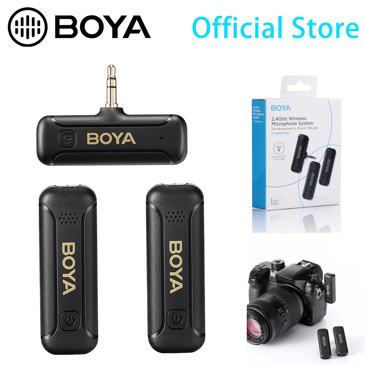 BOYA WM3T2 M 3.5mm TRS  Mini Condenser Wireless Lavalier Microphone for DSLRs Cameras Camcorders Youtube Streaming Recording