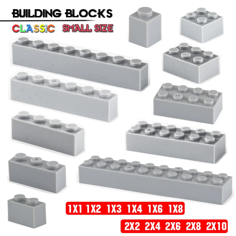 Building block 1X2 1X6 2X6 2X10 hole light grey brick basic 
