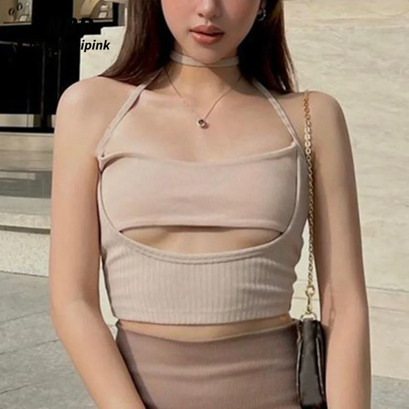 

NEONBABIPINK Sexy Cut Out Backless Halter Top Summer 2022 Womens Fashion Camisole Clubwear Cropped Tank Tops N33-BZ10