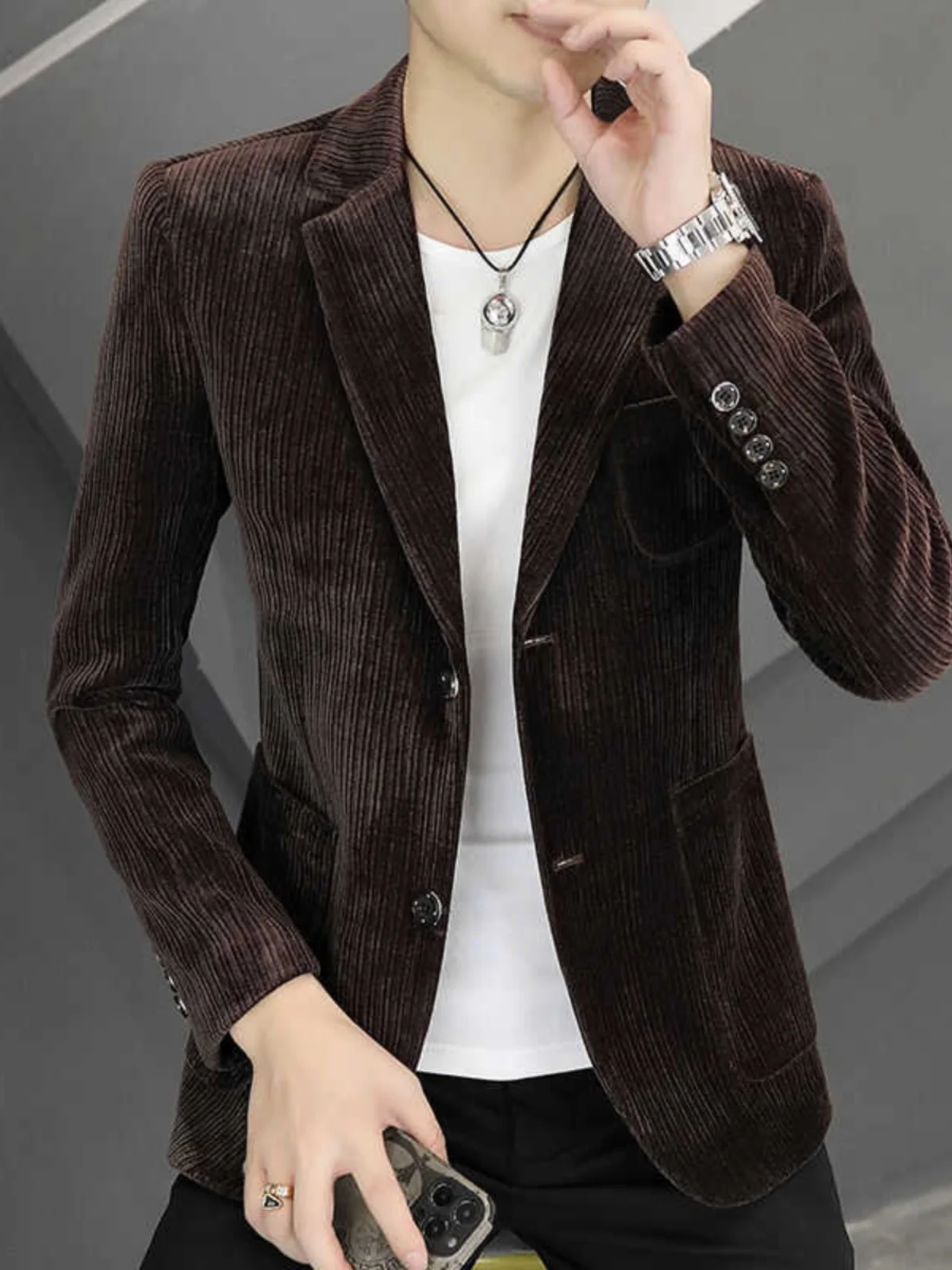 Мужской вельветовый костюм верхняя одежда Young Sle универсальная облегающая модная