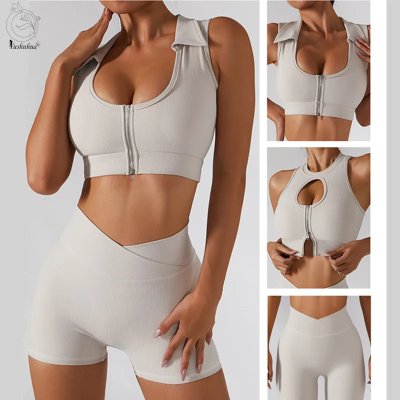 

Yushuhua New Women High Strength Sport Bra Gym Wear High Waist Yoga Leggings Running Fitness Shorts Yoga Crop Top Sportswear