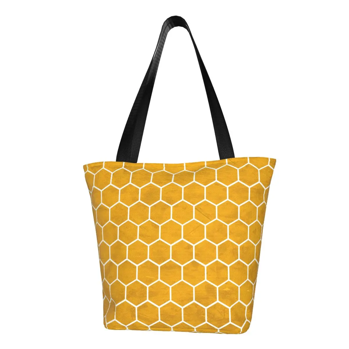 

Сумка-шоппер желтая с шестигранным узором, саквояж для покупок, Студенческая пляжная тканевая сумочка-тоут, с графическим принтом