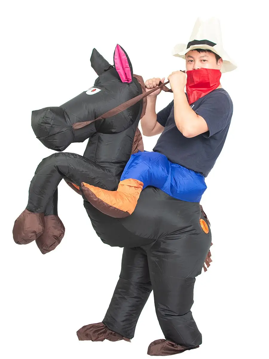 JYZCOS Inflatable Cowboy Costume Adult Western Horse Rider Fancy Dress for Men Women Halloween Party Suit |