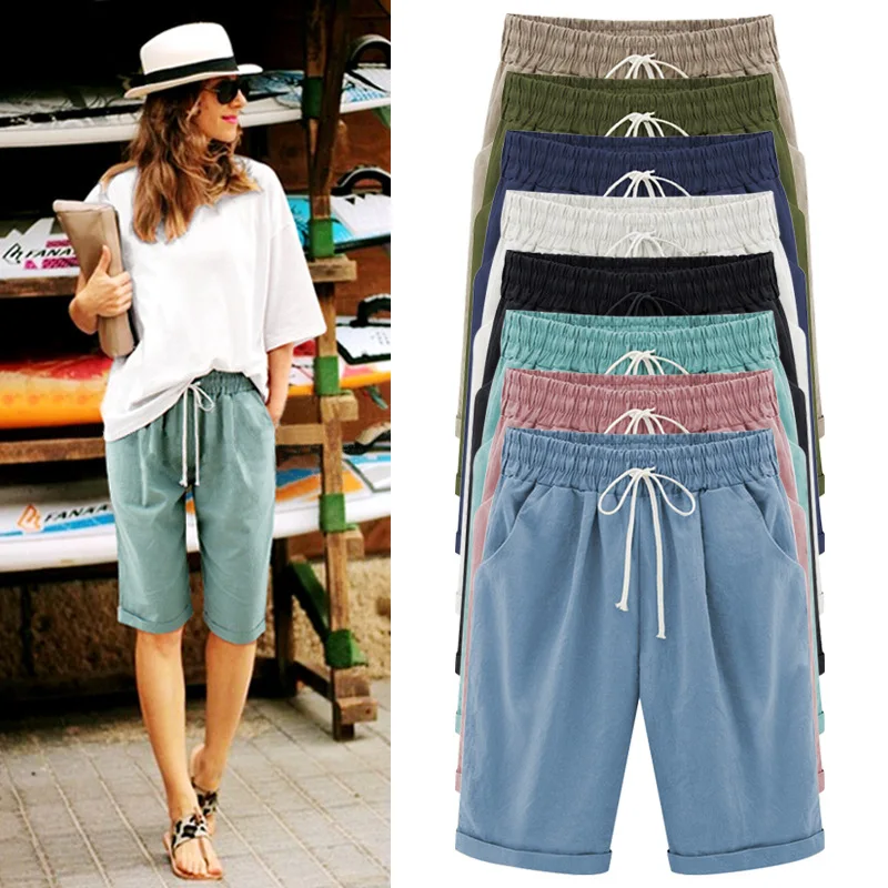 

Summer Female Five Pants Thin Outer Wear Pants Women Slacks Casual Pants Harem Pants Beach Wear S-8XL