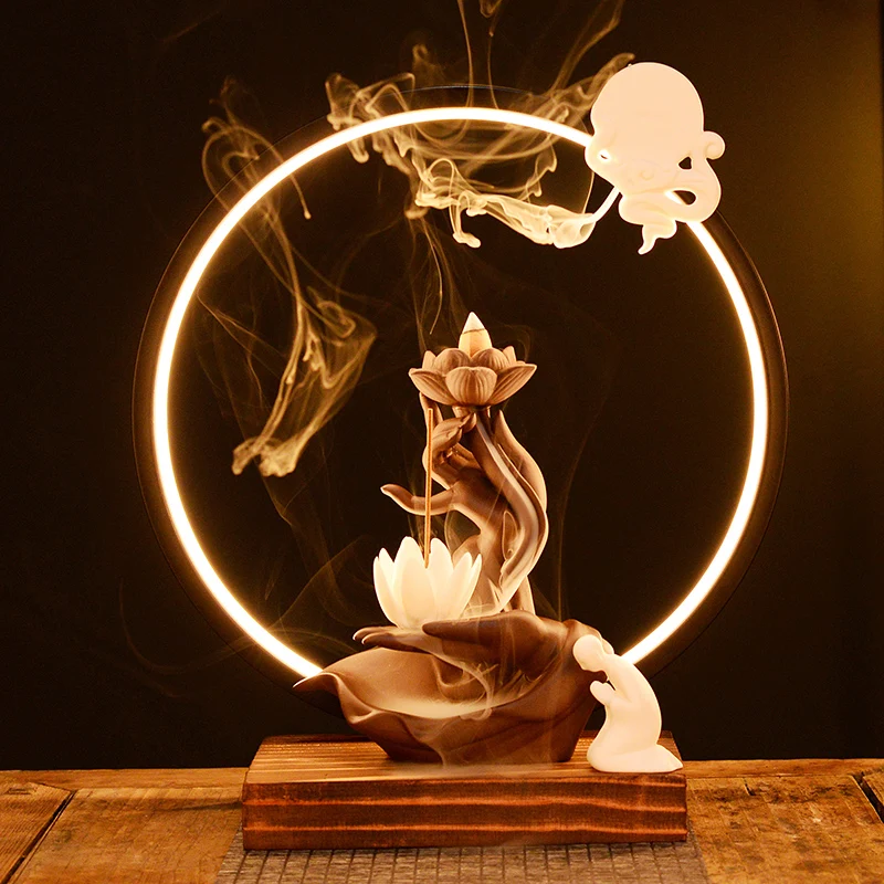 

Zen Garden Lotus Incense Holder Hand Aroma Diffuser Ramadan Decoration Air Freshen Scented Candles Decoration Maison Home Decor