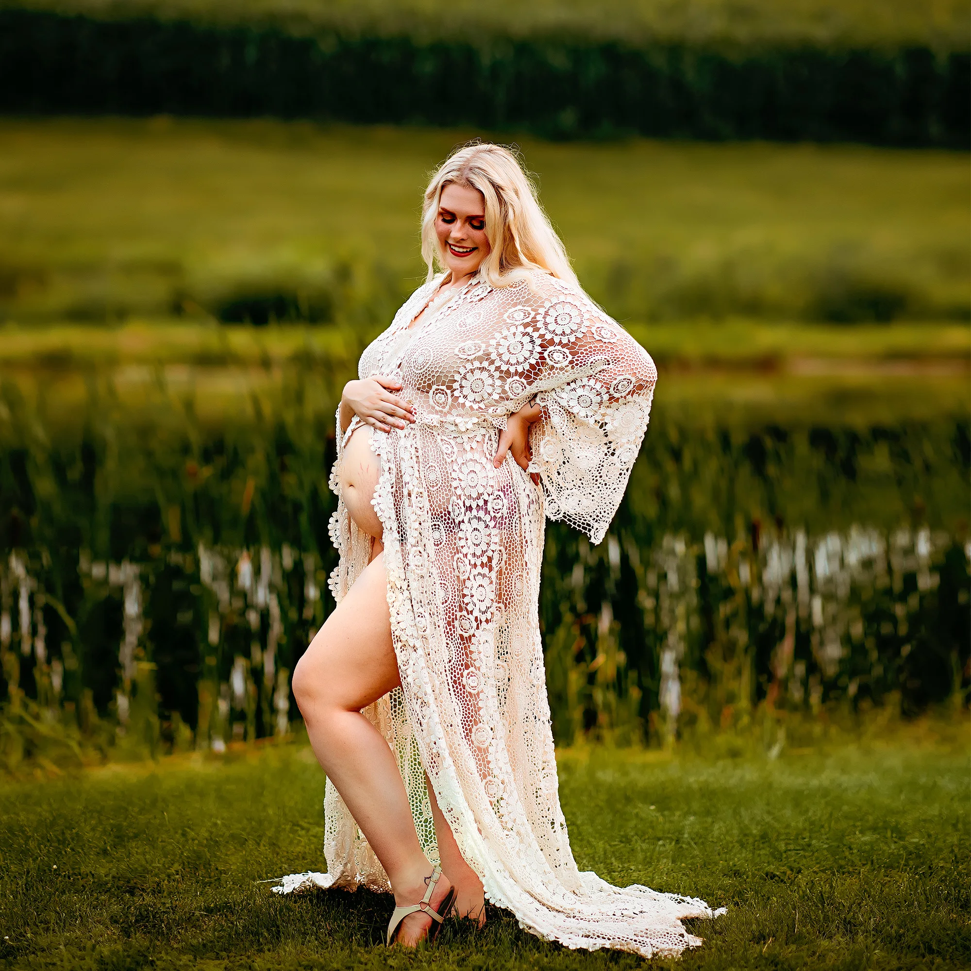 Don&Judy Boho Maternity Cardigan Dress for Photo Shoot Props Bohemian V-neck Pregnancy Women Photography Embroidery Cotton Robe enlarge