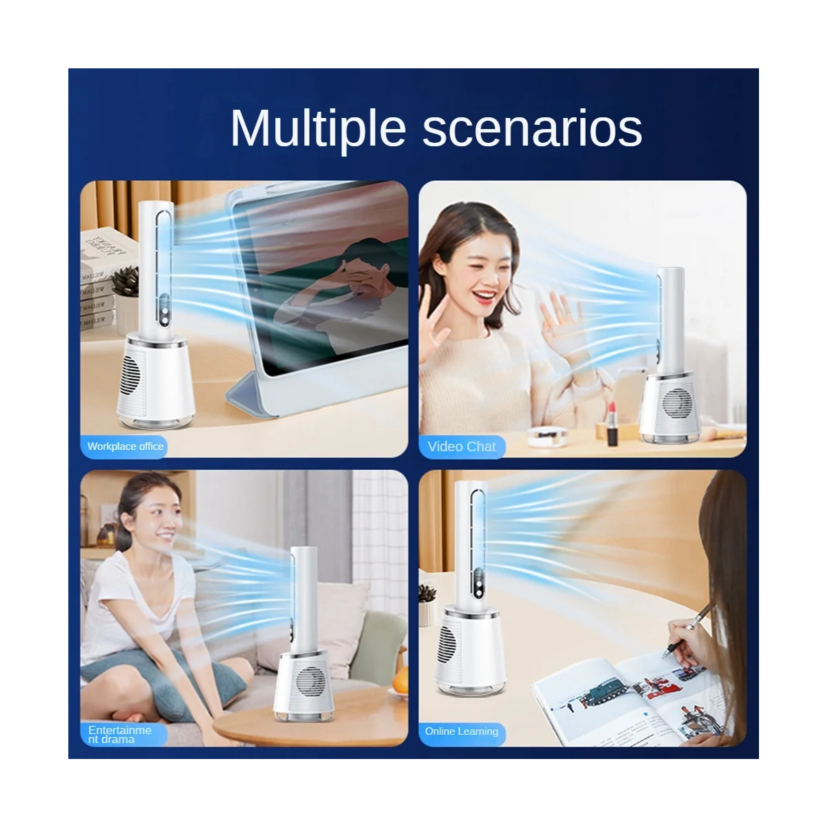 

Air Conditioner Fan USB Water Mist Fan Personal Air Cooling Leafless Fan Desktop Humidification Desk Fan 5 Wind Speeds