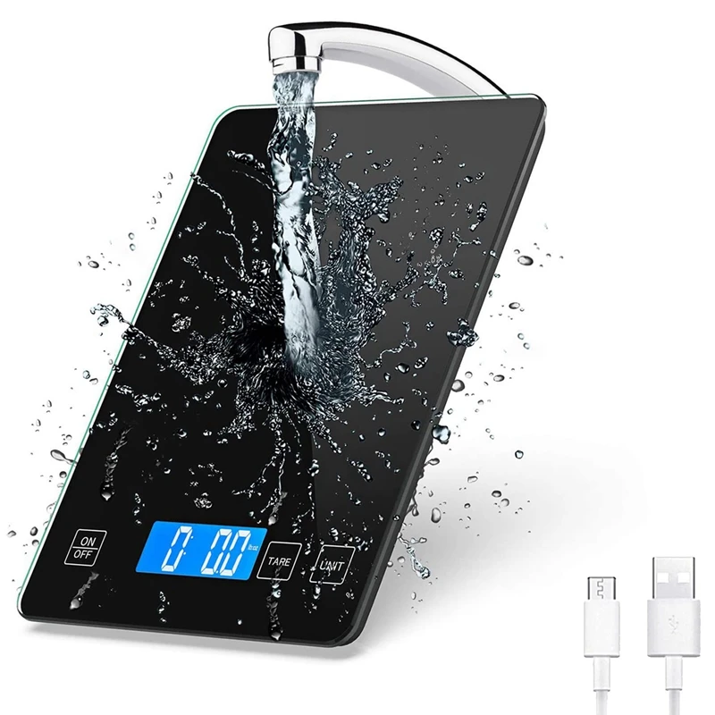 

Кухонные весы, цифровые пищевые весы, USB перезаряжаемые электронные пищевые весы для приготовления пищи со светодиодным дисплеем, 15 кг/1 г CNIM...