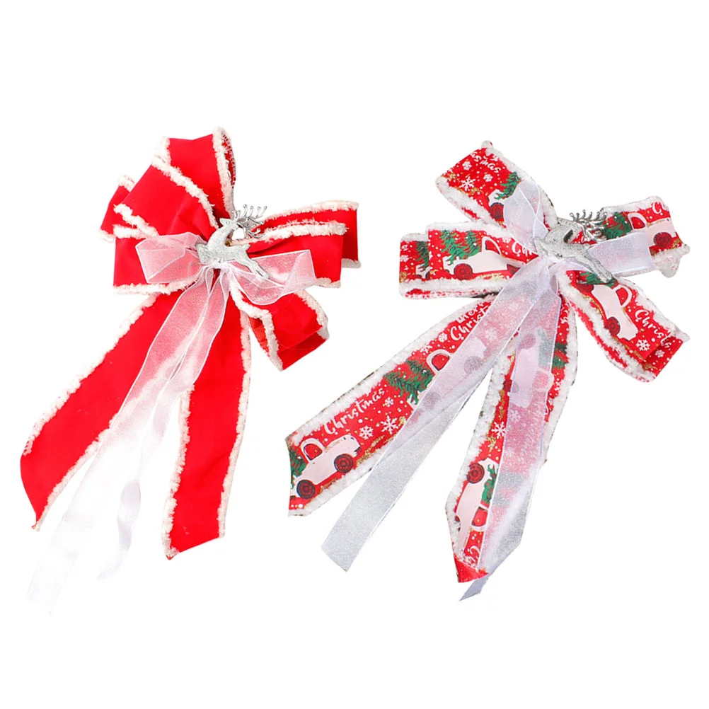 

2Pcs Christmas Decorative Bow Knots Christmas Tree Bows Decoration Festival Bowknots