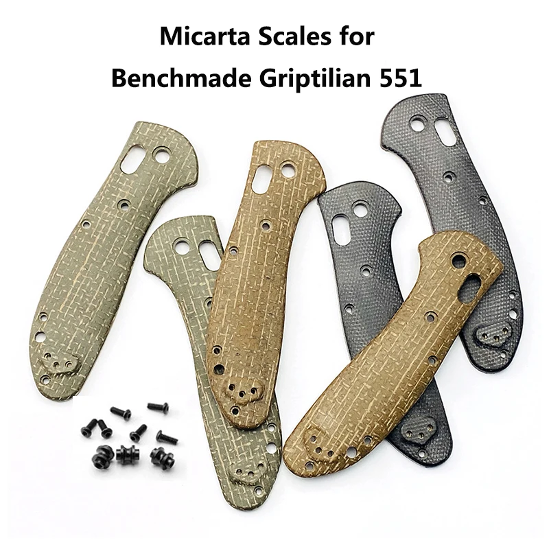 

1 Pair Custom Micarta Scales for Benchmade Griptilian 551 Grip Handles Patches Folding Knife Parts DIY Make Accessories Screws