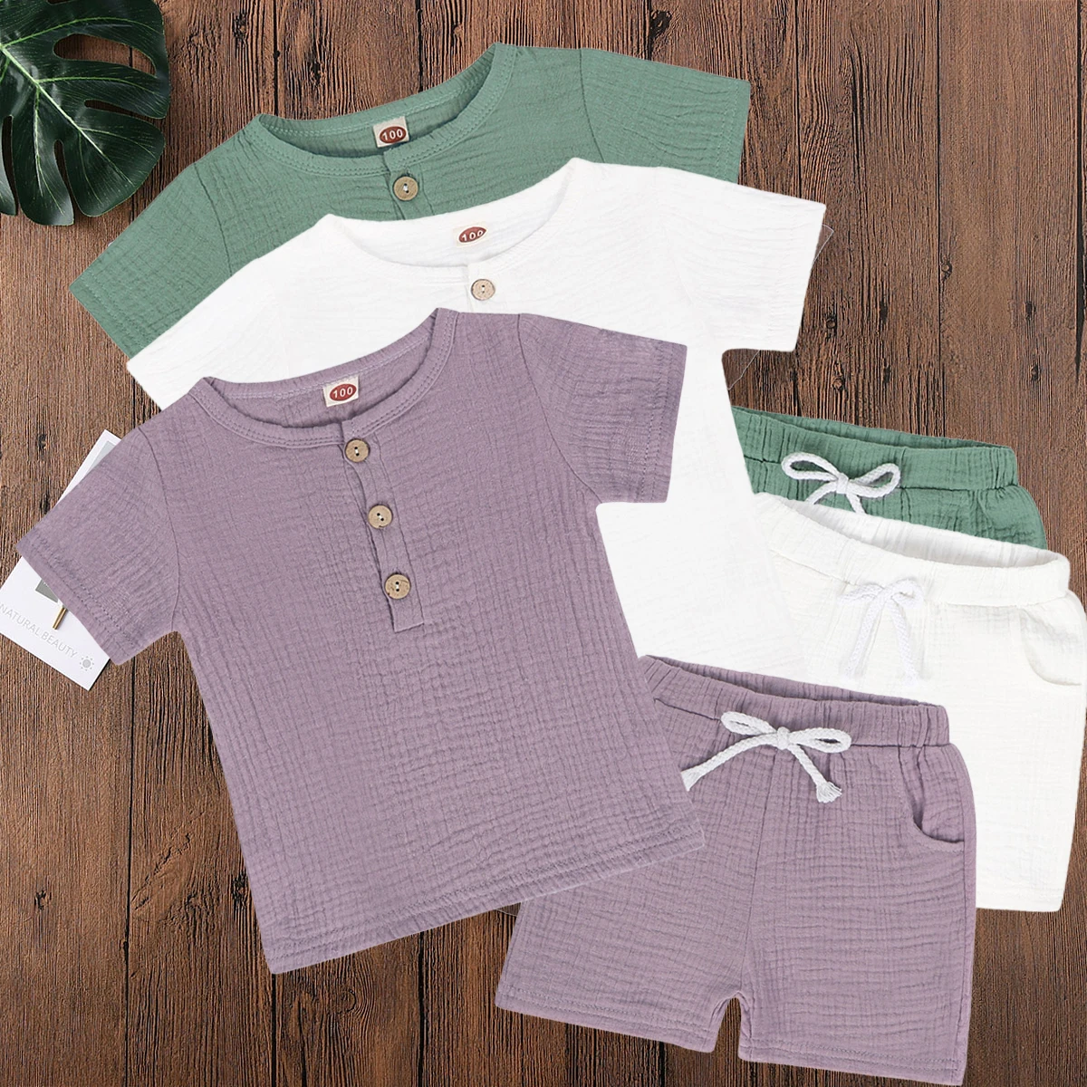 

Футболка с коротким рукавом и штаны для маленьких мальчиков и девочек, повседневный однотонный комплект из 2 предметов, рубашка и штаны, на лето