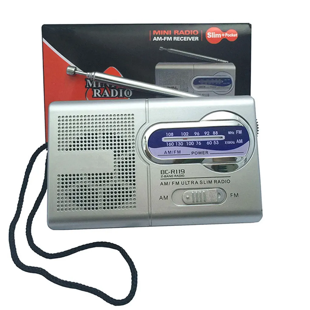 BC-R119 AM FM Portable Mini Radio 2-Band Wireless Receiver Music Radio Receiver Retro FM World Pocket Radio Player for Elder