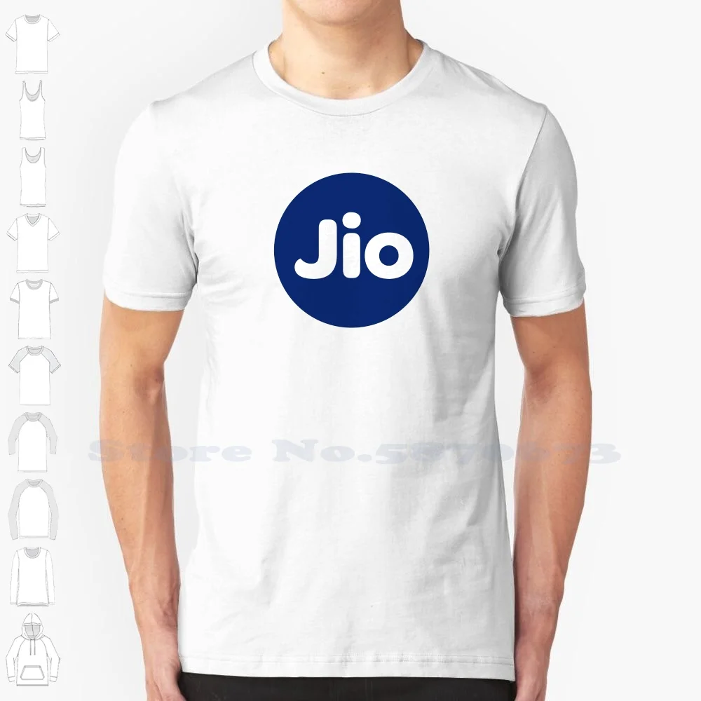 

Jio Logo Casual Streetwear Print Logo T-shirt Graphic 100% Cotton Tee