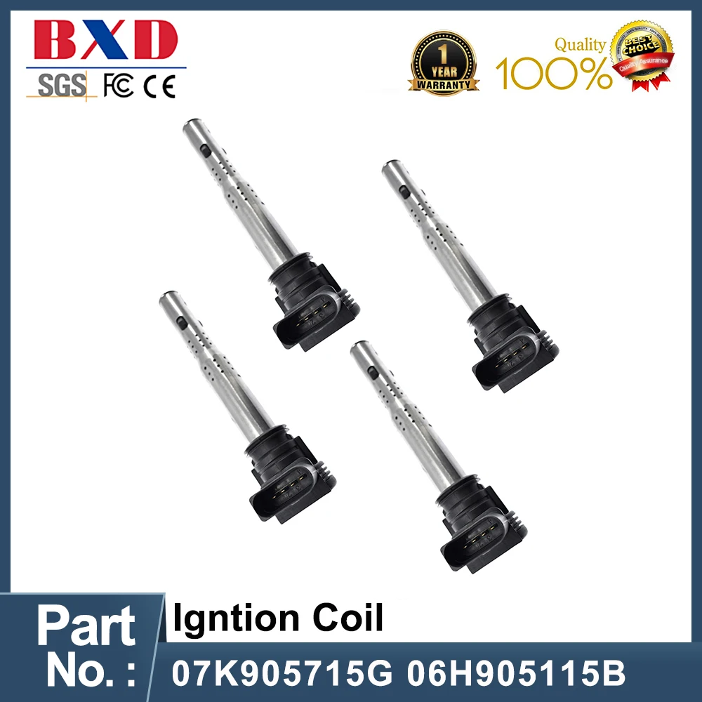 

1/4 шт. катушки зажигания 07K905715G 06H905115B для VW Jetta Golf Passat Tiguan CC Audi A4 A6 A8 TT Q3 Q5 R8 2,0 л