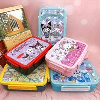 kawaii original cute cartoon character stainless steel two grid lunch box square compartment sealed lunch box hello kitty