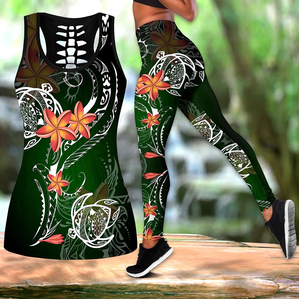 New Turtle Polynesia Hawaii 3D Print Sleeveless Shirt Summer Vest For Women Plus Size Yoga Tank Tops Leggings Suit