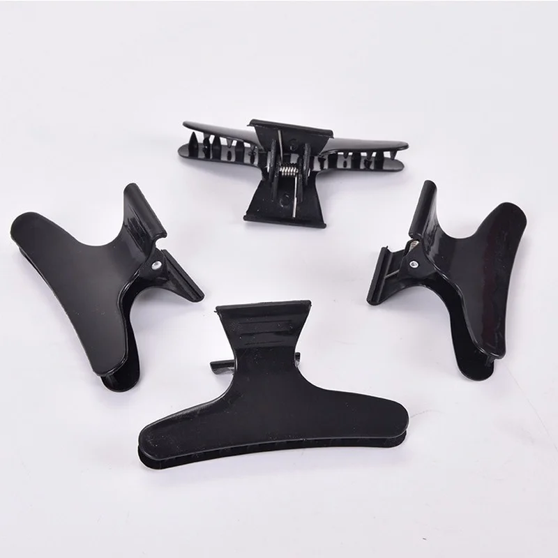 2Pcs/Pack Black Butterfly Clamps Clips for Fastening Hair Style Section Big Hair Folder Claw Pro Salon Barber Hair Styling Tools