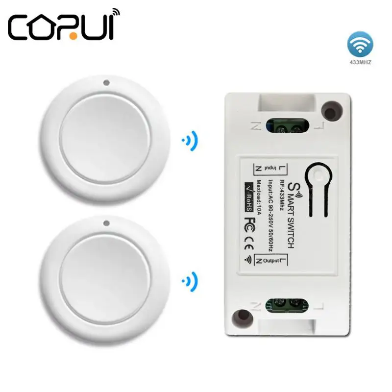 

CoRui Remote Control Switch 433Mhz Household Free Stickers Free Wiring Household Smart Switch Kitchen Waste Processor Controller