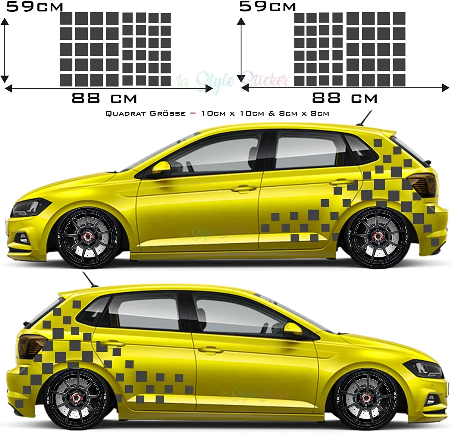 

1A Style Sticker Auto Aufkleber Seitenaufkleber Hexa Matrix Kasten Set Racing Cubes Rennflagge Dekor Car Tattoo Car Decoration