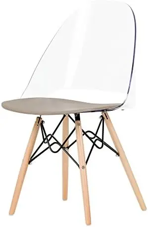 

Eiffel Style Office Chair, Wood, Clear and Gray, 16D x 16.25W x 32.5H in