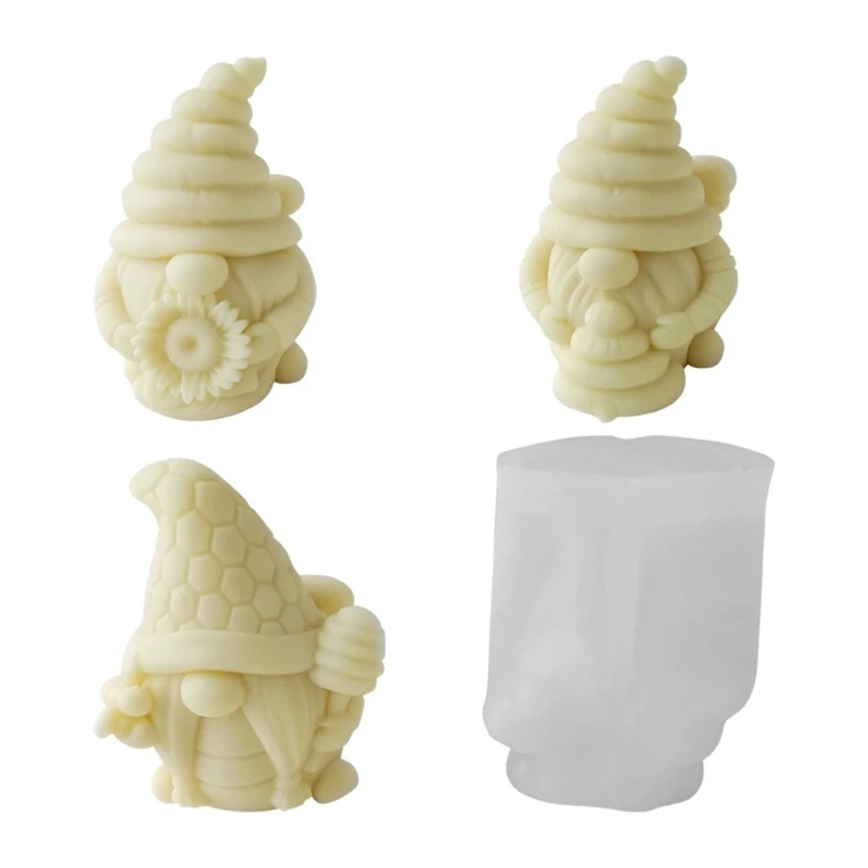 

H9ED Silicone Bee-Gnome Mold Epoxy Dwarf Plaster Mold DIY Mold