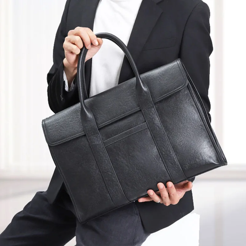 AETOO  Handbag Genuine leather leisure Business men's bag large capacity computer bag cowhide men's briefcase men's style pure l