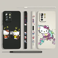 anime hello kitty cartoon for xiaomi redmi note 11 11s 10 10s 9 9s 9t 8 8t 7 5 pro 4g 5g liquid left rope phone case fundas capa