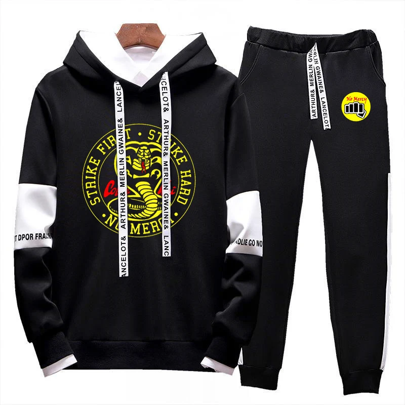 

Cobra Kai Printing Fashion 2023 New Man's Spring Autumn Solid Color Cotton Pullover Classic Tracksuit Sweatpants 2-Piece S
