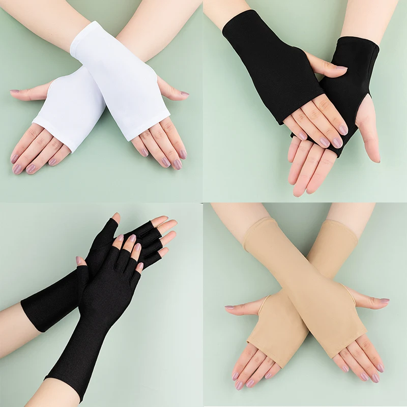

Summer Ice Silk Half Fingers Gloves Women Breathable Thin Fingerless Gloves Outdoor Riding Driving Gloves Sunscreen Mittens