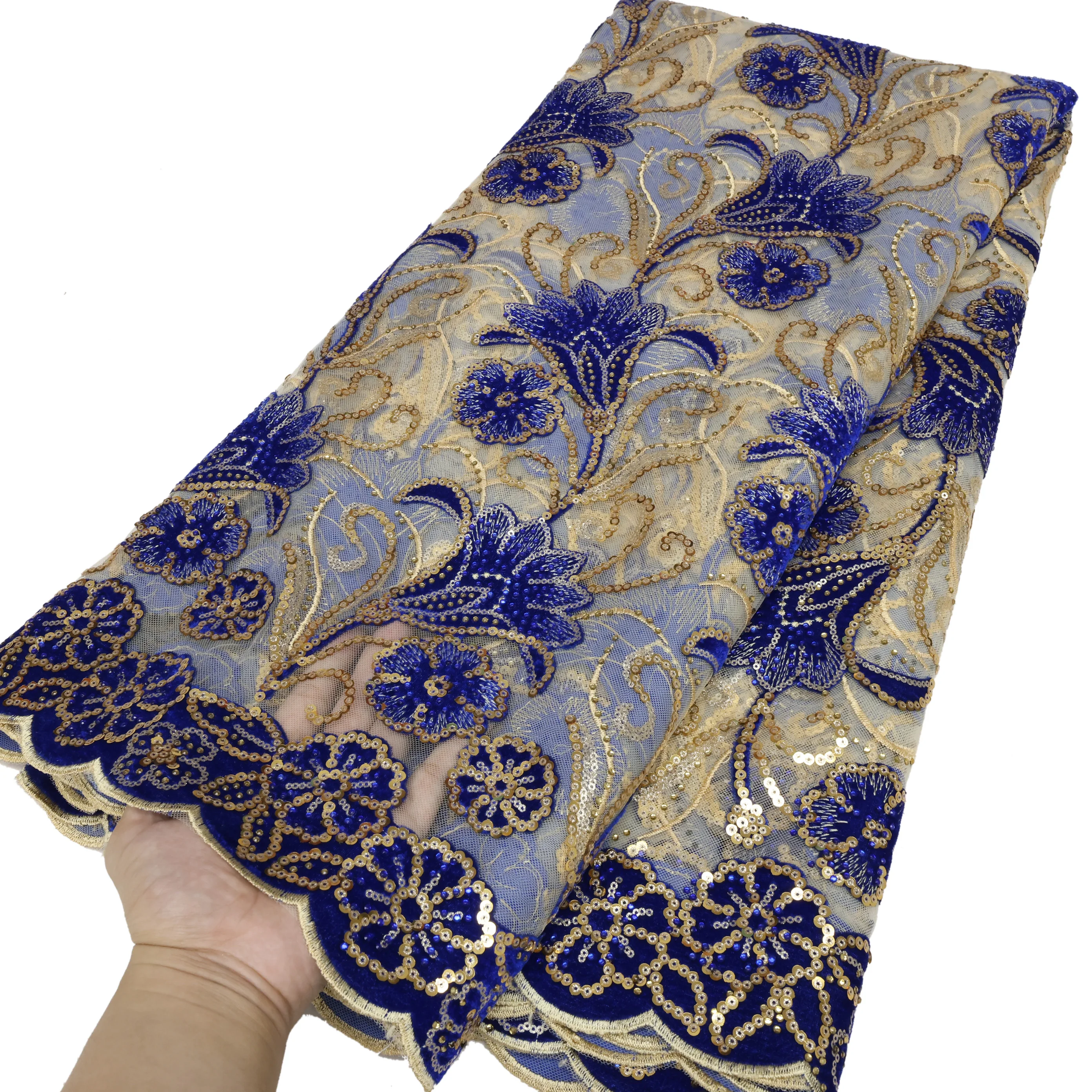 Высококачественная Бархатная Кружевная Ткань В Нигерийском Стиле Африканская