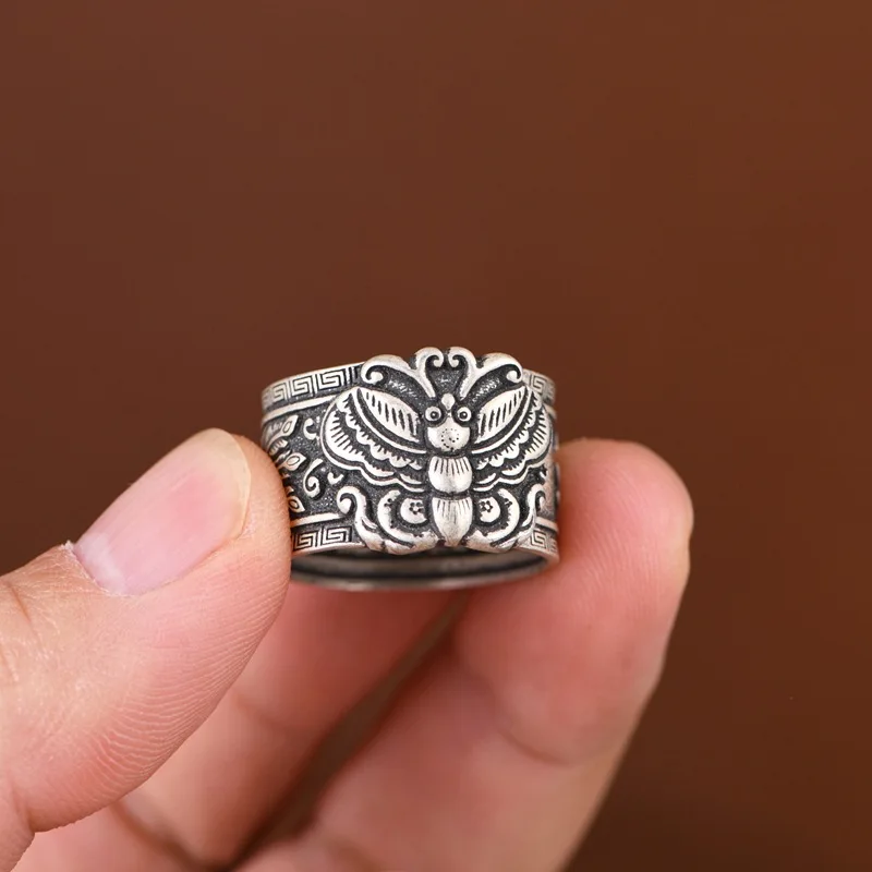BOCAI S990 стерлингового серебра подвески кольца для мужчин женщин ретро 3D тиснение