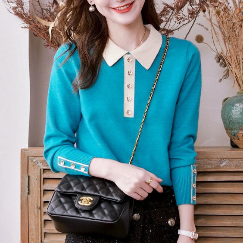 

Женский трикотажный свитер с длинным рукавом, свободного покроя