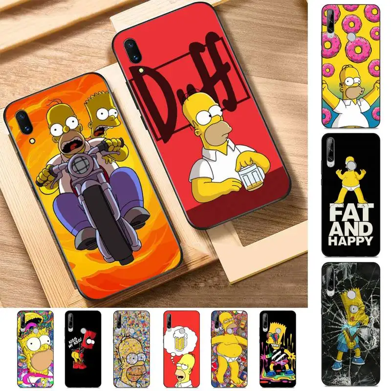 

YNDFCNB Funny Cartoon Homer Family Phone Case for Huawei Y 6 9 7 5 8s prime 2019 2018 enjoy 7 plus