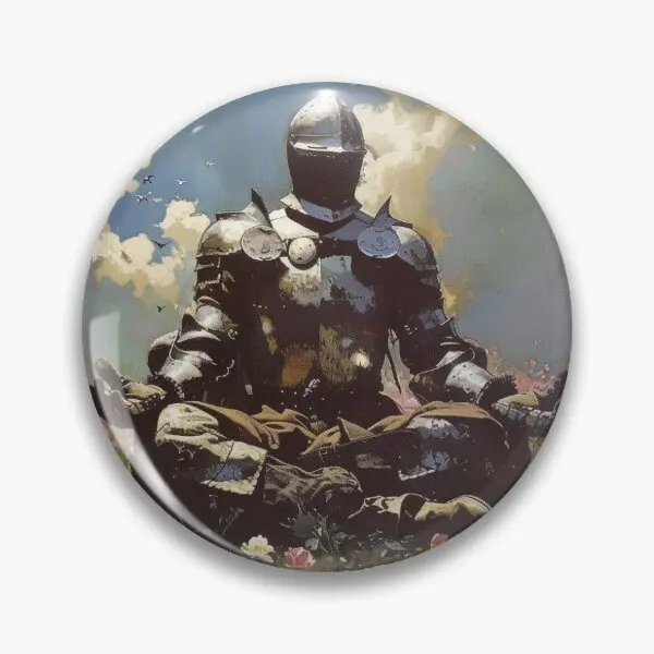 Медитирующий рыцарь на холме мягкая булавка пуговицах милая забавная для