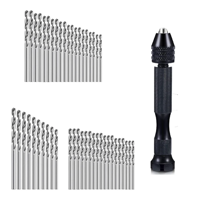 

49Pcs 0.2-3.4Mm Hand Drill Set Mini Aluminum Hand Drill Bit Jewelry Craft Hand Manual Drill Woodworking Tools Drill Bit