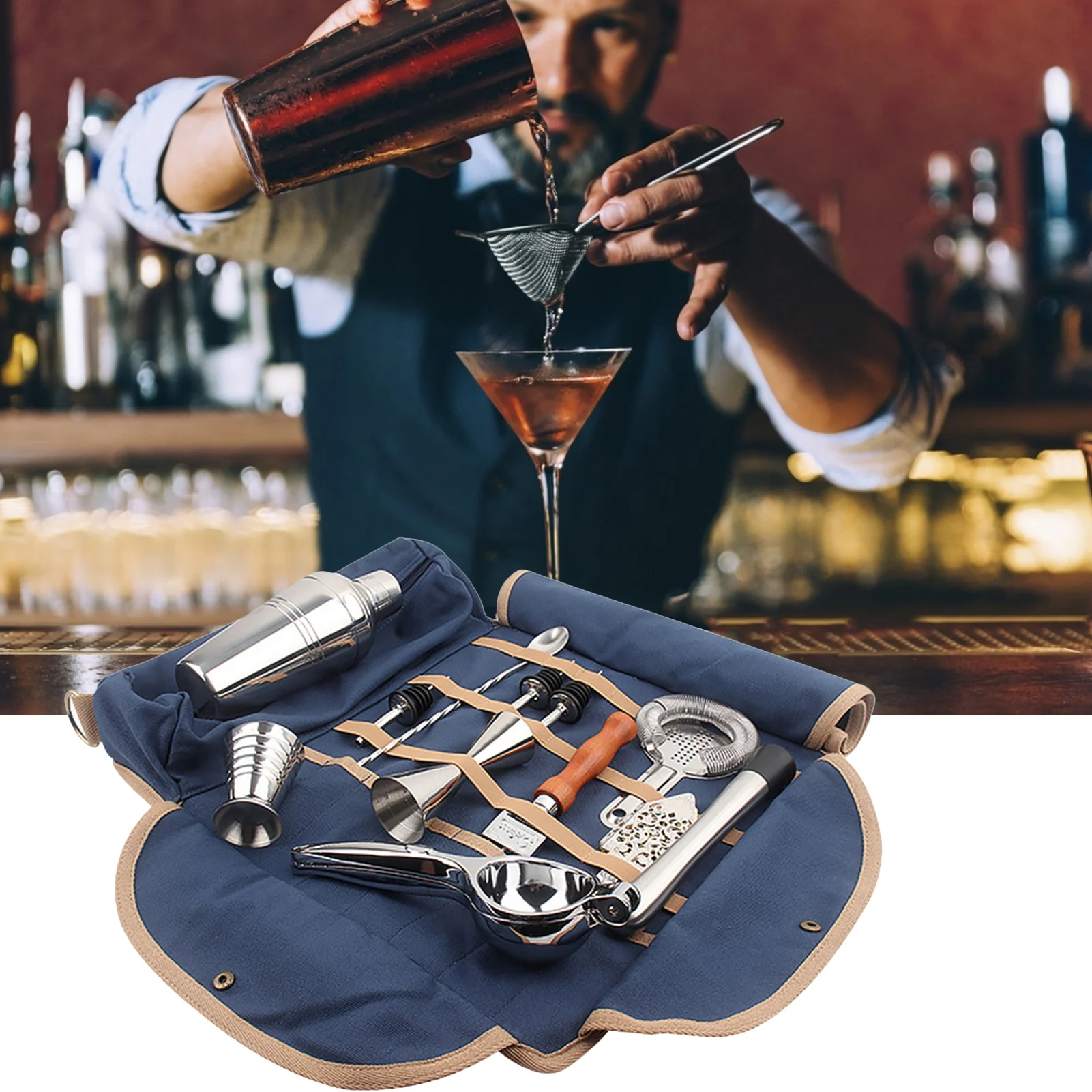 

Bar Bartender Carrying Bag Creative Bartender Canvas Toolkit Pack Bar Cocktail Shaker Set Bag