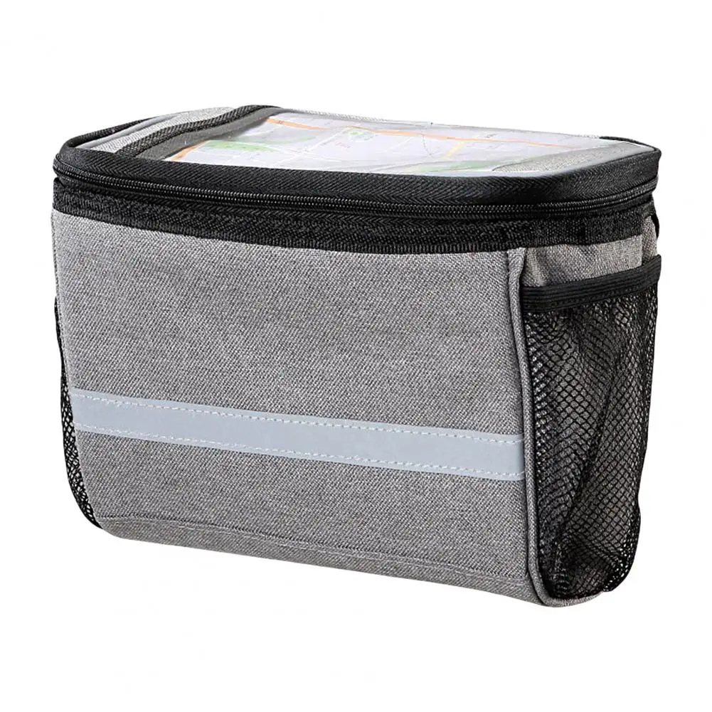 

Reusable Large Capacity Reflective Front Frame Bag with Zipper Bicycle Supplies Bike Handle Bag Front Frame Bag