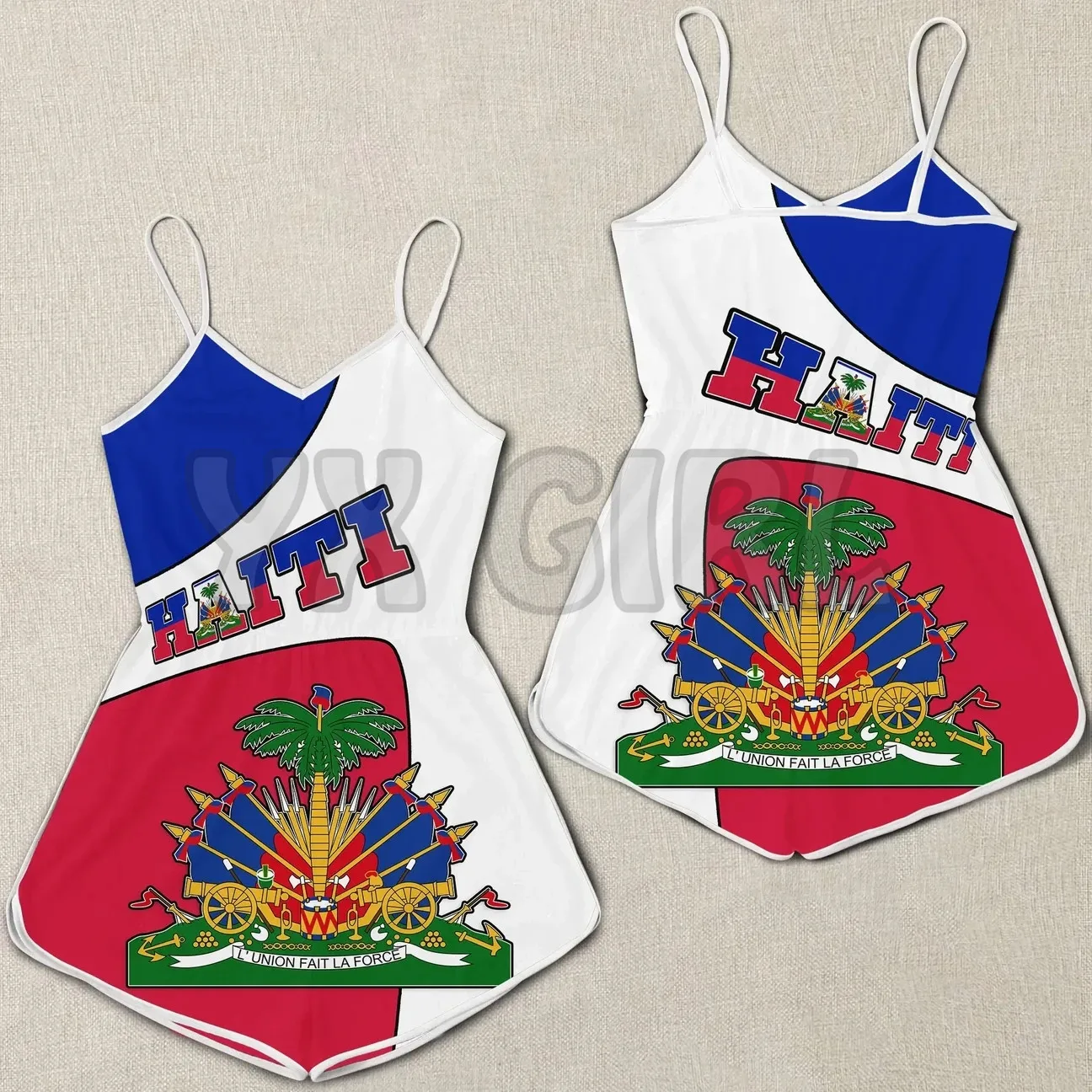 YX GIRL  Haiti Women Rompers Coat of Arms  3D All Over Printed Rompers Summer Women's Bohemia Clothes
