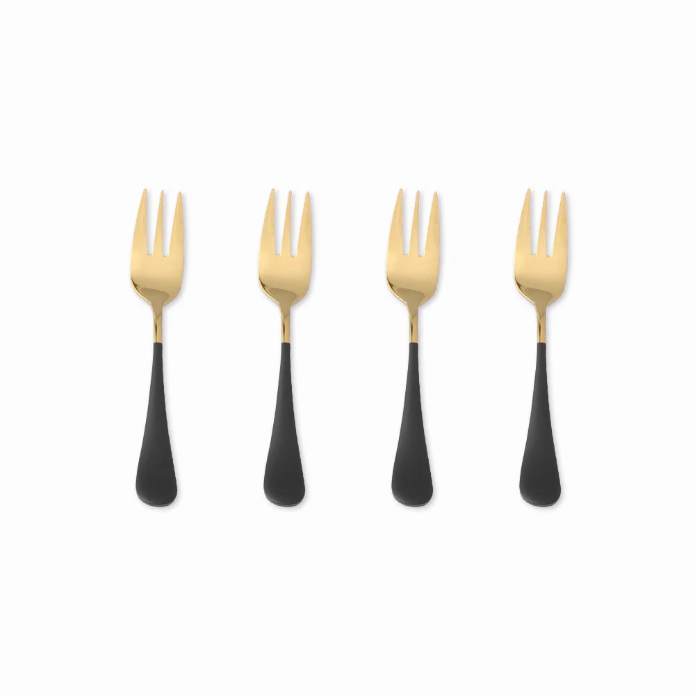 

4Pcs Black Gold Stainless Steel Forks Set Cute Tea Coffee Fruit Dessert Forks Kitchen Supplies Candy Tea Forks Metal Tableware