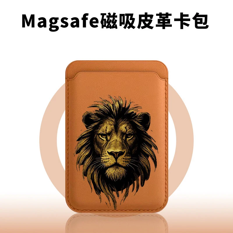 Фото Кожаный чехол-кошелек с магнитом и узором Льва для iPhone 17 16 15 14 13 12 Pro Max, магнитный держатель для карт №4