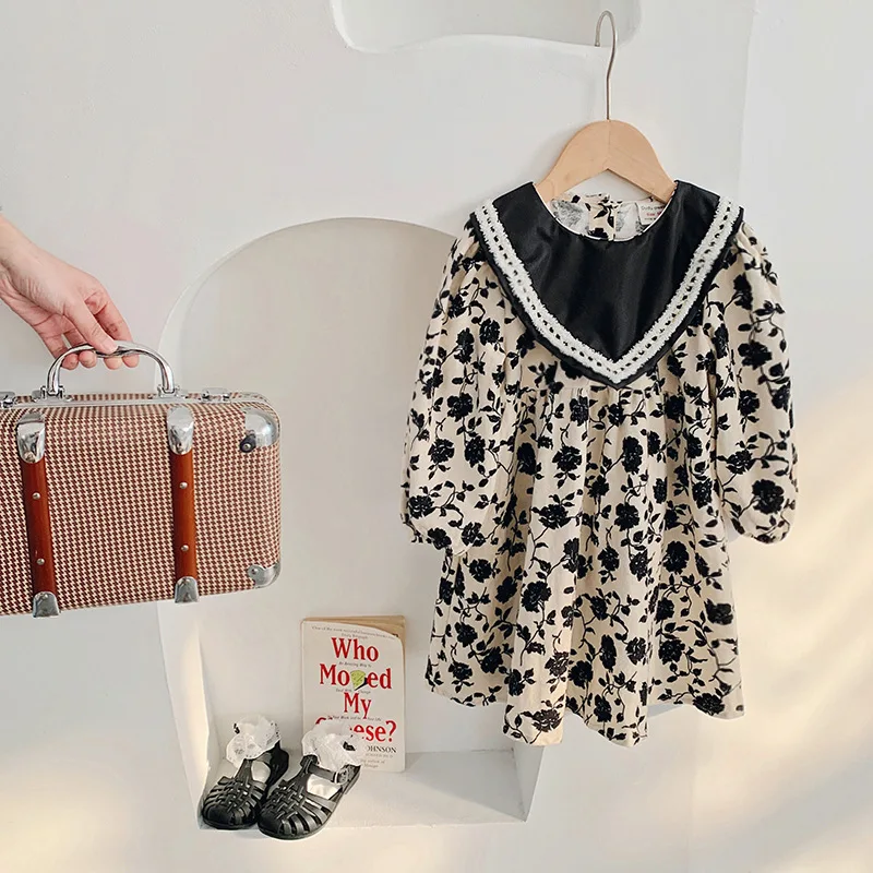 

Женское платье с длинным рукавом, маленькая черная юбка с французским воротником, осень 2023