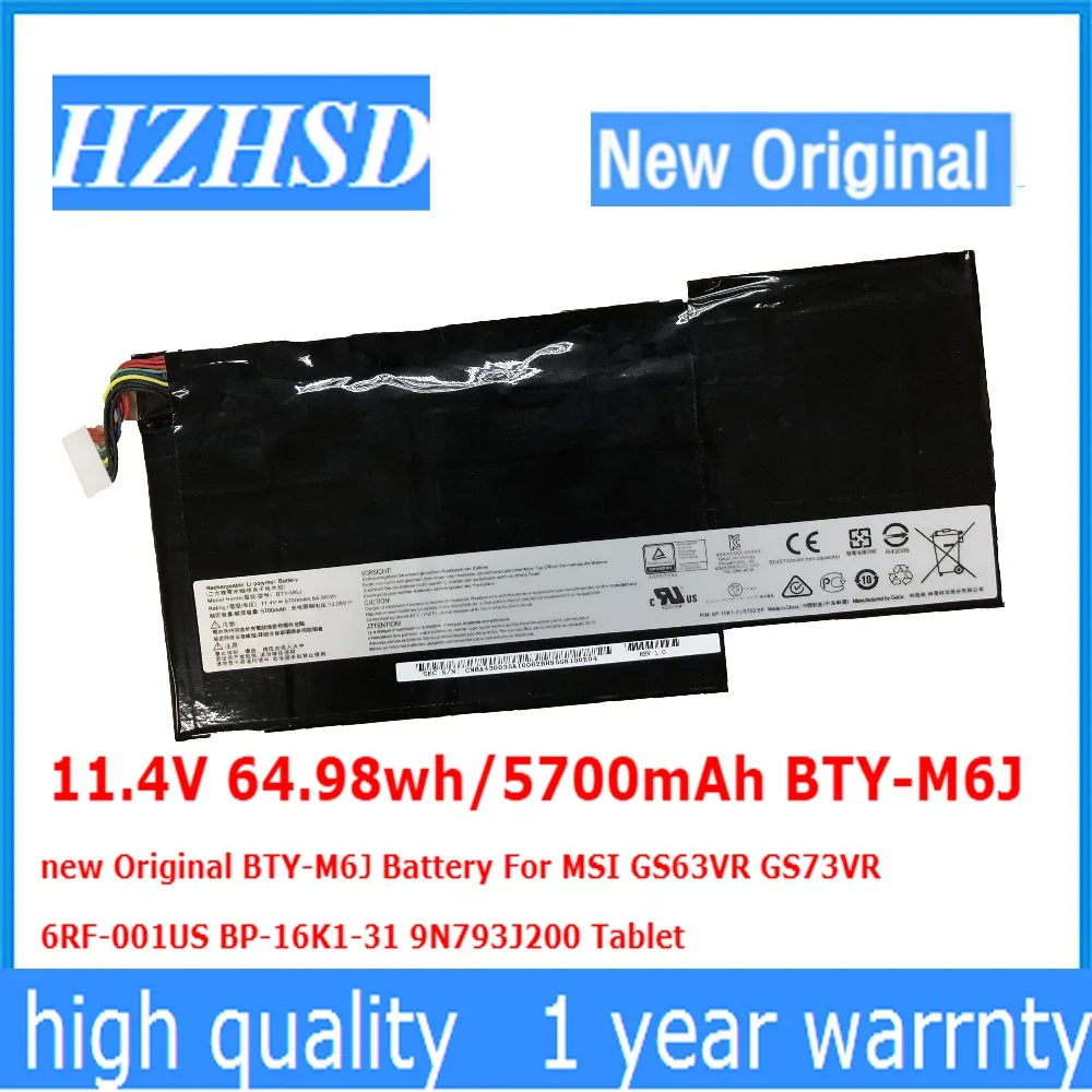 Новый оригинальный аккумулятор BTY-M6J для планшета MSI GS63VR GS73VR 6RF-001US BTY-M6J 9N793J200, 11,4 в, 5700 Вт/ч